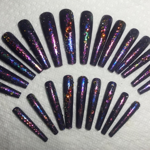 Luxury Press-On Gel Nails 3XL Coffin/Ballerina Nebula - Picture 5 of 5